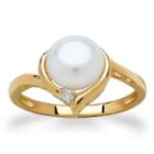 Sofia Womens Diamond Accent White Pearl 10k Gold Cocktail Ring