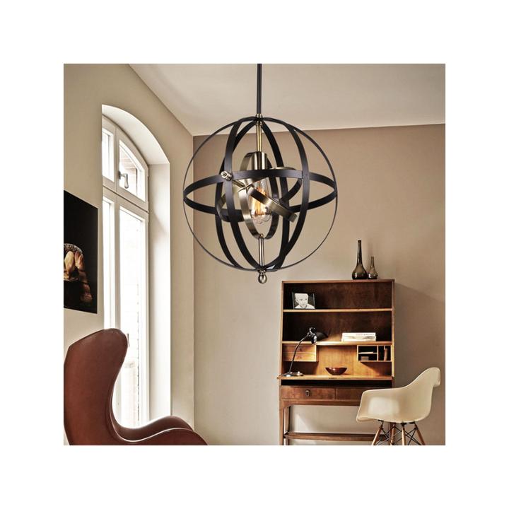 Vaydin 1-light Pendant Mixed Strap Bronze Globe Includes Edison Bulb