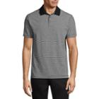 Claiborne Feeder Stripe Short Sleeve Jersey Polo Shirt