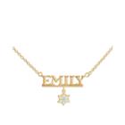 Disney Frozen Personalized 14k Yellow Gold Over Sterling Silver Snowflake Name Necklace