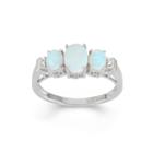 Lab-created Opal & White Sapphire Sterling Silver 3 Stone Ring