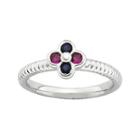 Personally Stackable Lab-created Ruby & Sapphire Flower Ring