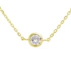 Silver Treasures Bezel Set Choker Womens Clear Cubic Zirconia Gold Over Silver Choker Necklace