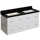 47.5-in. W Wall Mount White Vanity Set For 3h4-in. Drilling Black Galaxy Top Biscuit Um Sink