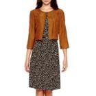 R & K Originals 3/4-sleeve Faux-suede Jacket Dress - Petite