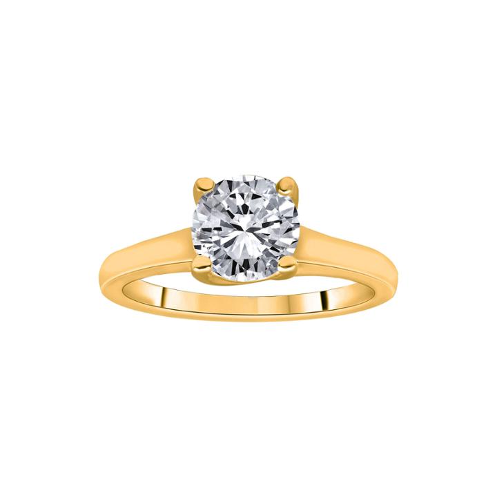 1 Ct. Round Certified Diamond Solitaire 14k Yellow Gold Ring