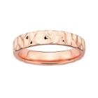 Personally Stackable 18k Rose Gold Over Sterling Silver 3.5mm Hammered Ring