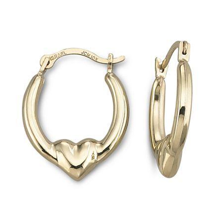 10k Heart Hoop Earrings