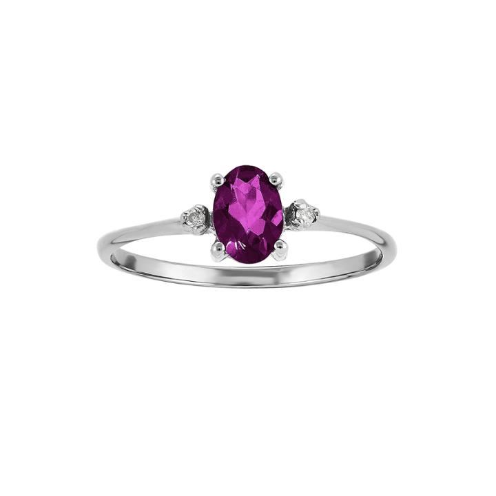 Genuine Red Rhodolite Diamond-accent 14k White Gold Ring