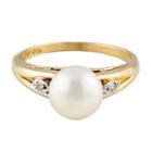 Splendid Pearls Womens Diamond Accent White 14k Gold Cocktail Ring