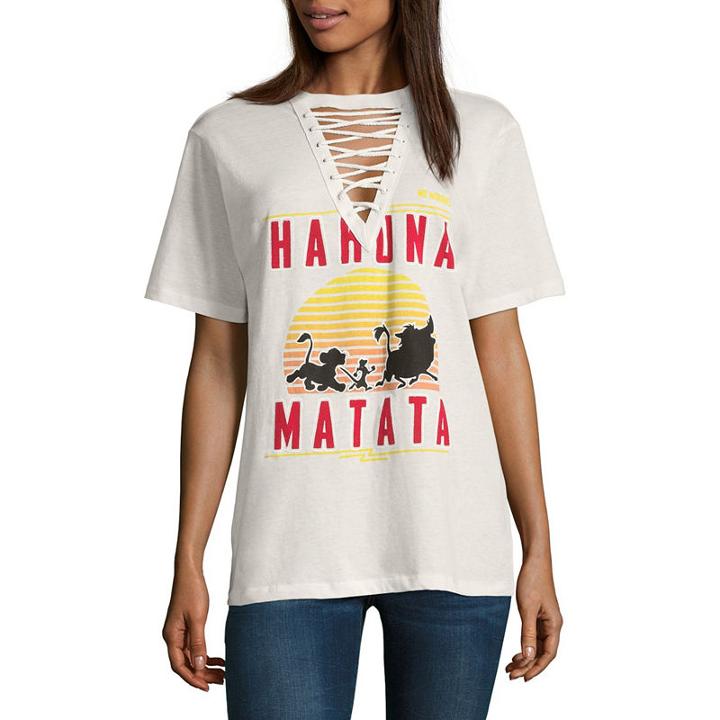 Short Sleeve Lace Up Hakuna Matata Graphic T-shirt
