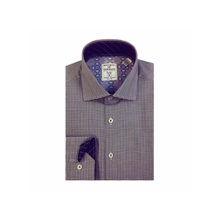 Society Of Threads Long Sleeve Woven Stripe Dress Shirt