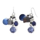 Mixit&trade; Blue And Silver-tone Bead And Shell Cluster Earrings
