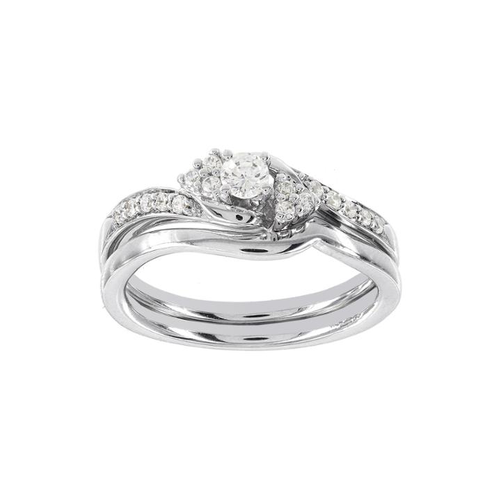 Lumastar 1/3 Ct. T.w. Diamond 14k White Gold Bridal Ring Set