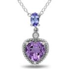 Amethyst, Tanzanite & Diamond-accent Heart Pendant Necklace