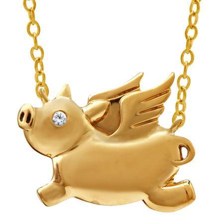 Aspca Tender Voices Diamond-accent Flying Pig Necklace