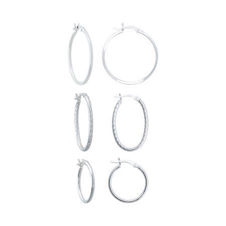 Sterling Silver 3-pr. Hoop Earring Set