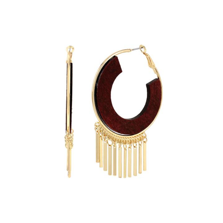 Bleu&trade; Wood Hoop Gold-tone Earrings
