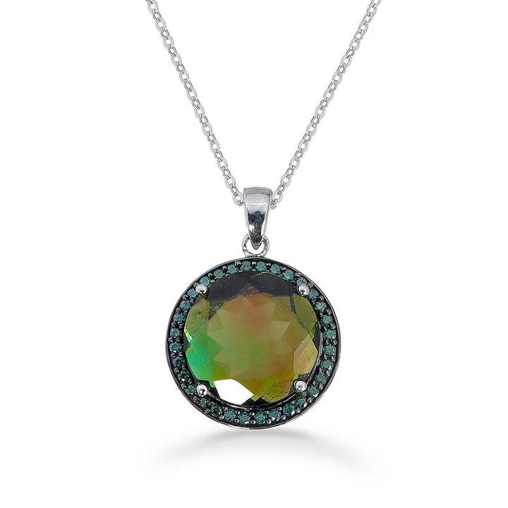 Womens Genuine Black Quartz Pendant Necklace