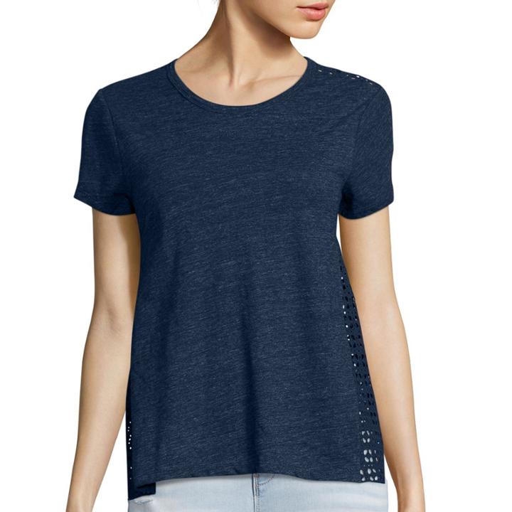 Belle + Sky&trade; Short-sleeve Eyelet Back Tee