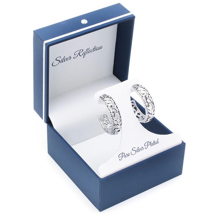 Silver Reflections Silver Plated Boxed Hoops Pure Silver Over Brass 30mm Round Hoop Earrings