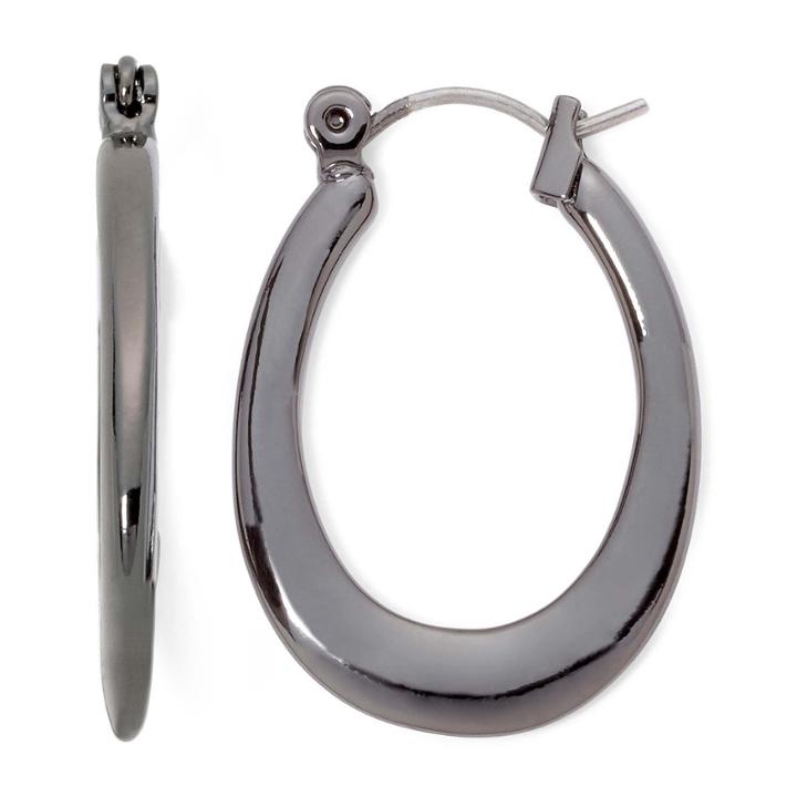 Liz Claiborne Hematite Hoop Earrings
