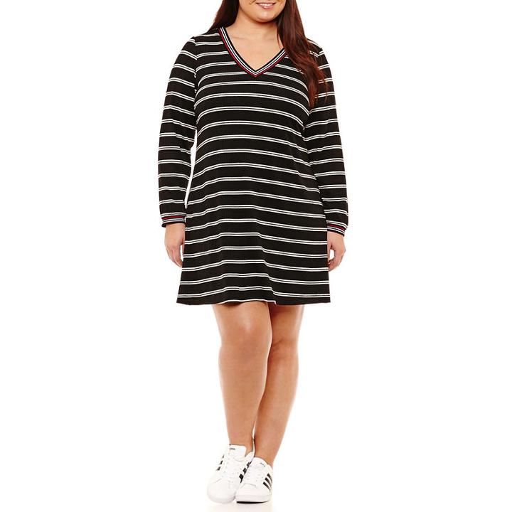 R & K Originals Long Sleeve Stripe Shift Dress - Plus