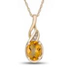 Womens Diamond Accent Yellow Citrine 10k Gold Pendant Necklace