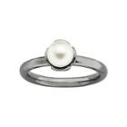 Personally Stackable Black Rhodium-plated Sterling Silver Pearl Ring