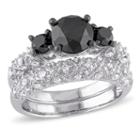 Midnight Black Diamond 3 Ct. T.w. Color-enhanced Black & White Diamond 10k White Gold Bridal Set