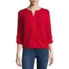 A.n.a Tab-sleeve Wrap-front Blouse - Petite