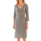 Black Label By Evan-picone 3/4-sleeve Side-tie Dress