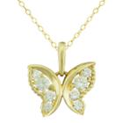Petite Lux&trade; Cubic Zirconia 10k Yellow Gold Butterfly Pendant Necklace