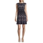 Danny & Nicole Sleeveless Chevron Fit & Flare Dress-petites