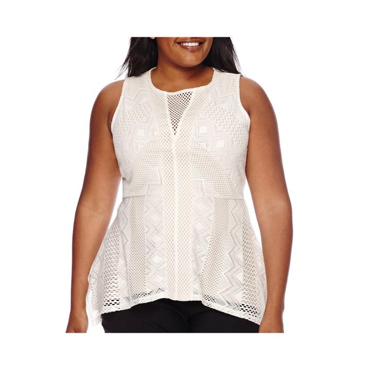 Worthington Sleeveless Handkerchief Hem Peplum - Plus