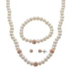 Cultured Freshwater Champagne Pearl & Crystal 3-pc. Jewelry Set