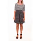 Nina Leonard Short Sleeve Contrast Stripe Dress
