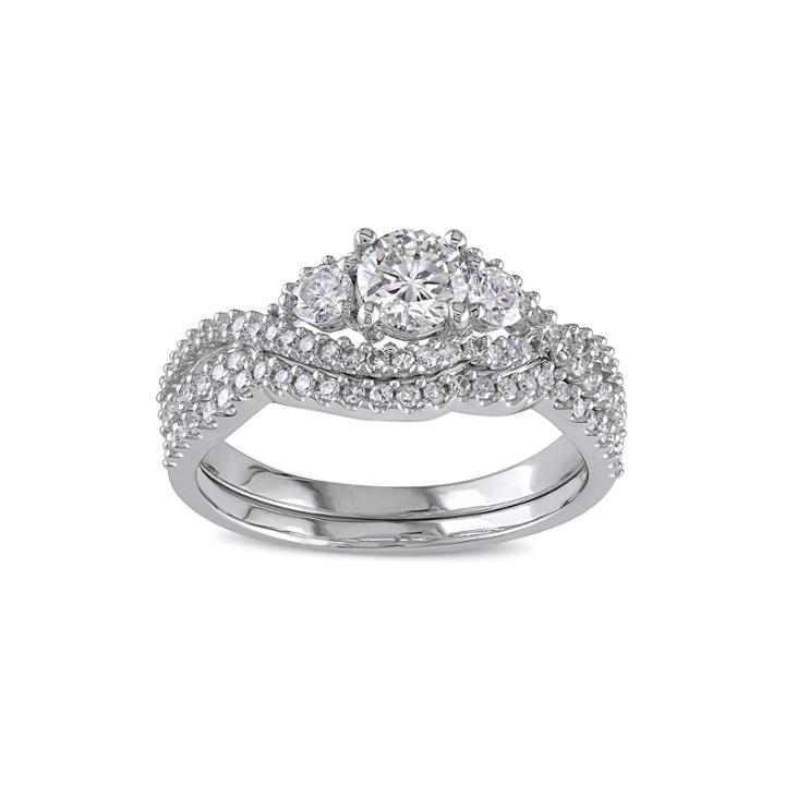 1? Ct. T.w. Diamond 14k White Gold 3-stone Bridal Ring Set
