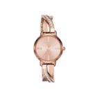 Liz Claiborne Womens Rose-tone & Crystal-accent Twisted Bangle Watch