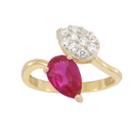 Lab Created Ruby & White Sapphire 14k Gold Over Silver Ring