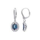 Genuine London Blue Topaz, White Topaz And Diamond-accent Earrings