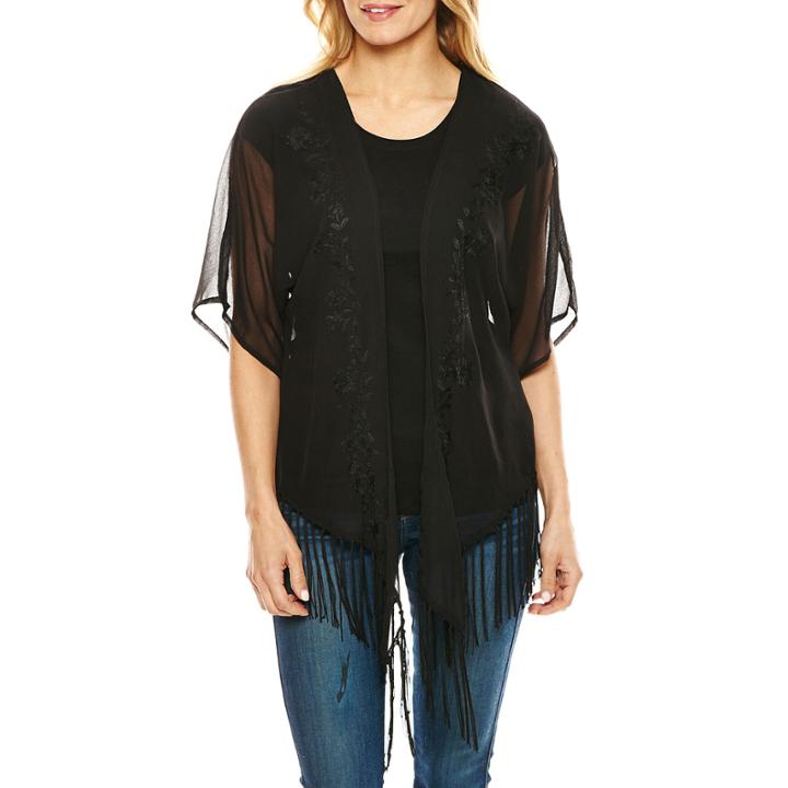 Big Buddha Embroidered Fringe Wrap