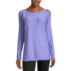 Liz Claiborne Long Sleeve Cold Shoulder Pullover Sweater