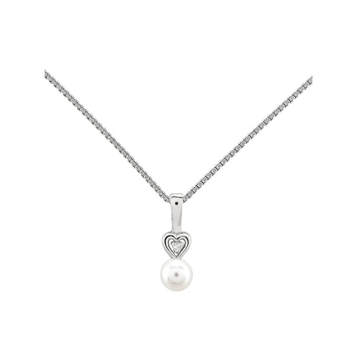 Womens Diamond Accent White Pearl Sterling Silver Pendant Necklace