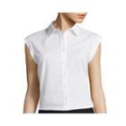 Worthington Sleeveless Button Front Oxford Shirt