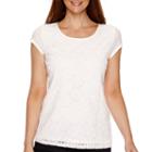 Liz Claiborne Short-sleeve Lace Front Top - Tall