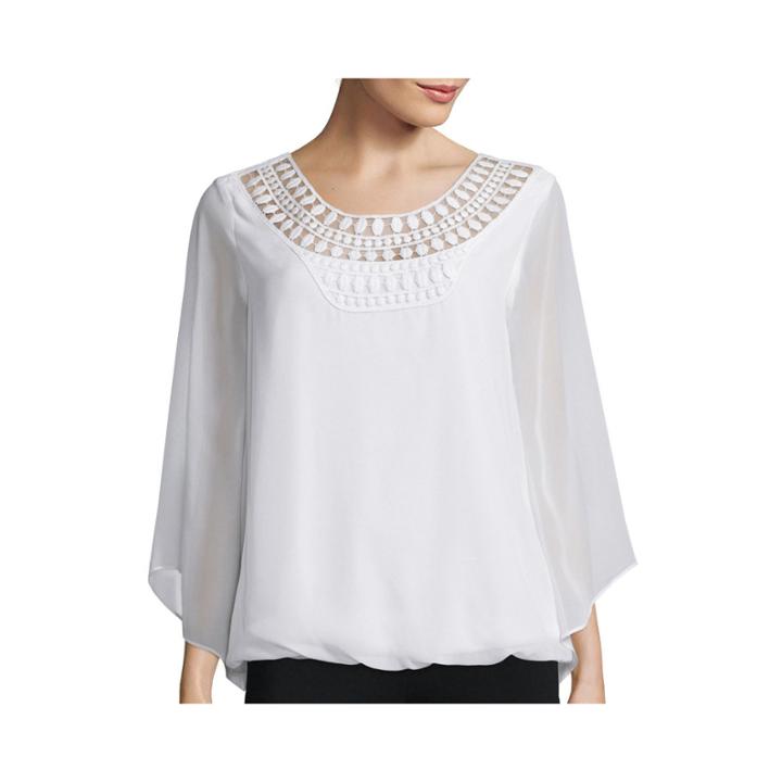 Alyx Long-sleeve Crochet-yoke Top