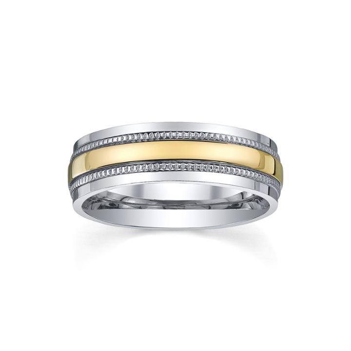 Two-tone Stainless Steel Ring, Womens 6mm