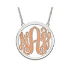 Personalized Sterling Silver Enamel Monogram 32mm Round Pendant Necklace
