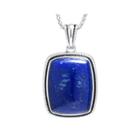 Dyed Blue Lapis Sterling Silver Rectangular Pendant Necklace